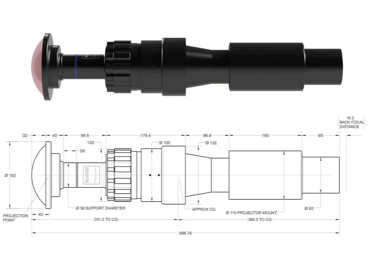 JL4K-4:大型スクリーンソリューション向けプロジェクションレンズ 技術図