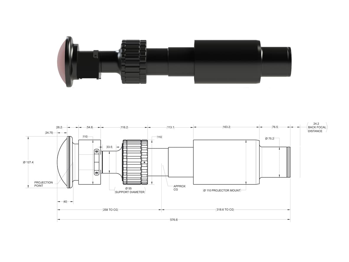JL4K-1 エンターテインメント向けプロジェクションレンズ 技術図