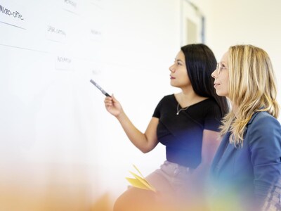 Employees discussing something